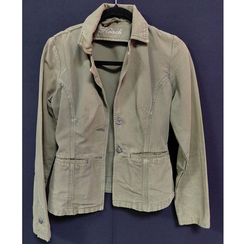 Hooch Khaki Jacket Women Solid Long Sleeve Size 10